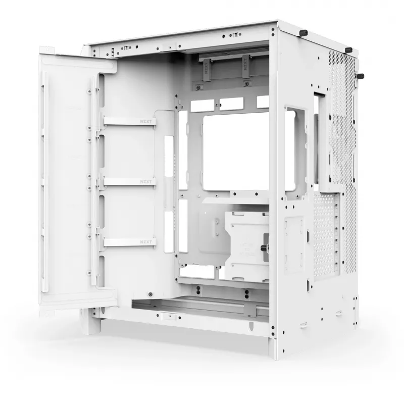 PC korpuss NZXT H9 Flow RGB+ — balts, ATX/EATX/Micro-ITX, rūdīts stikls, 3x140mm priekšā + 1x120mm aizmugurē