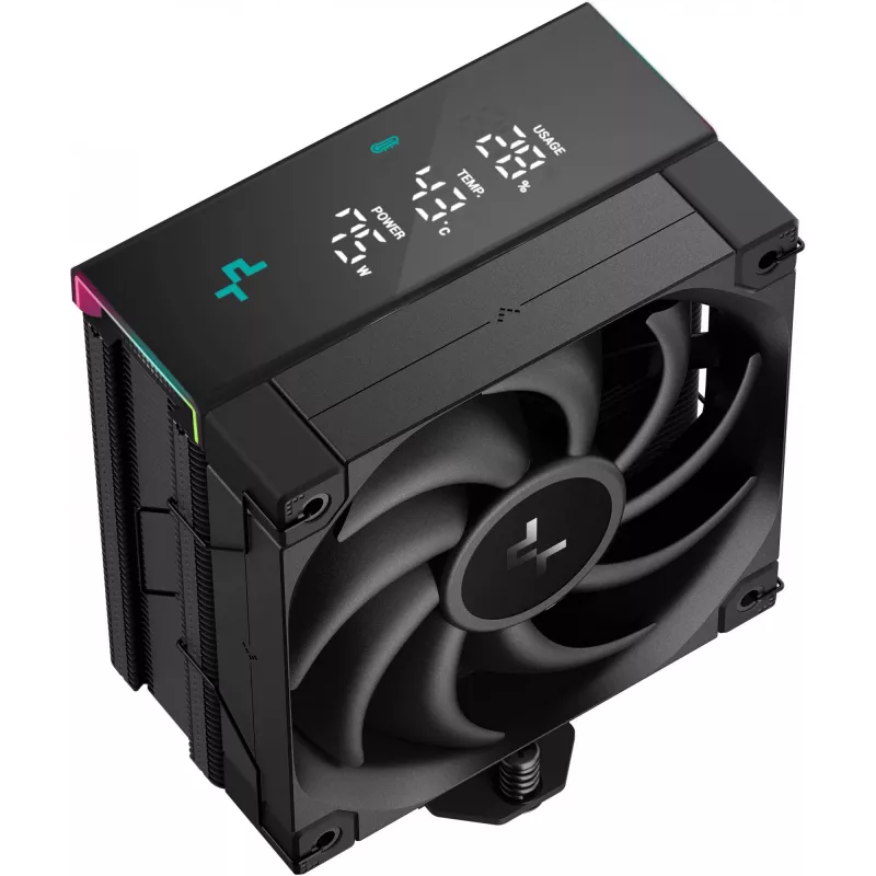 Gaisa dzesētājs DeepCool AK400 Digital PRO — 120 mm ventilators, PWM, 1850 RPM, FDB, atbalsta LGA 1700/1200/115x/AM4/AM5, melns