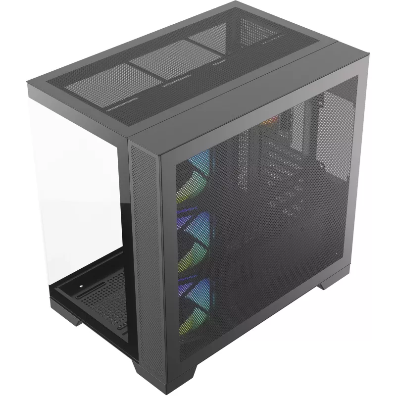 Silentware View A-RGB Black PC korpuss VIEWBLACK — vidējais tornis ar A-RGB apgaismojumu