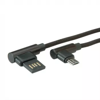 ROLINE USB 2.0 kabelis, leņķveida, Type A abpusējs - Micro B, ST/ST, melns, 0,8 m (11.02.8720)