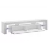 TV statīvs Cama Meble TORO 200 — 2000×350×410 mm, pelēka skaidu plātnes virsma, pelēks/balts spīdums