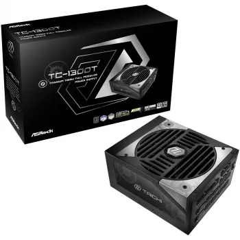 Barošanas bloks ASROCK Taichi TC-1300T 1300 W 20+4 kontaktu ATX 80 PLUS Titanium, melns, 135 mm ventilators