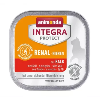 Slapjā kaķu barība animonda Integra Protect Teļa gaļa 100 g — pieaugušiem kaķiem, bez graudiem un sojas, pārtikas alerģijām