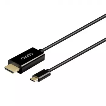 USB-C kabelis SAVIO CL-191 2 m — USB-C uz USB-C, tēviņš-tēviņš, melns, plastmasas apvalks, vara vadītājs