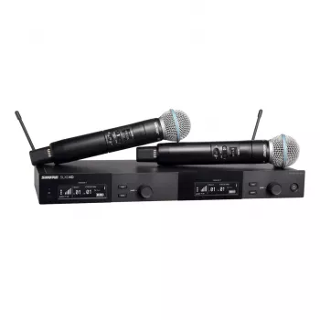 Shure SLXD24DE/B58-G59 — divkanālu digitālā bezvadu sistēma ar diviem raidītājiem/rokas mikrofoniem (470–514 MHz)