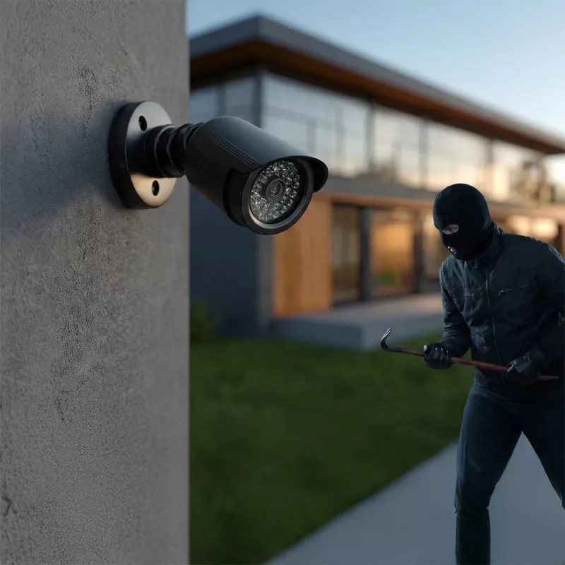 Dummy caurules kamera CEE IR1800 B, viltus novērošanas kamera ar IR LED, melna
