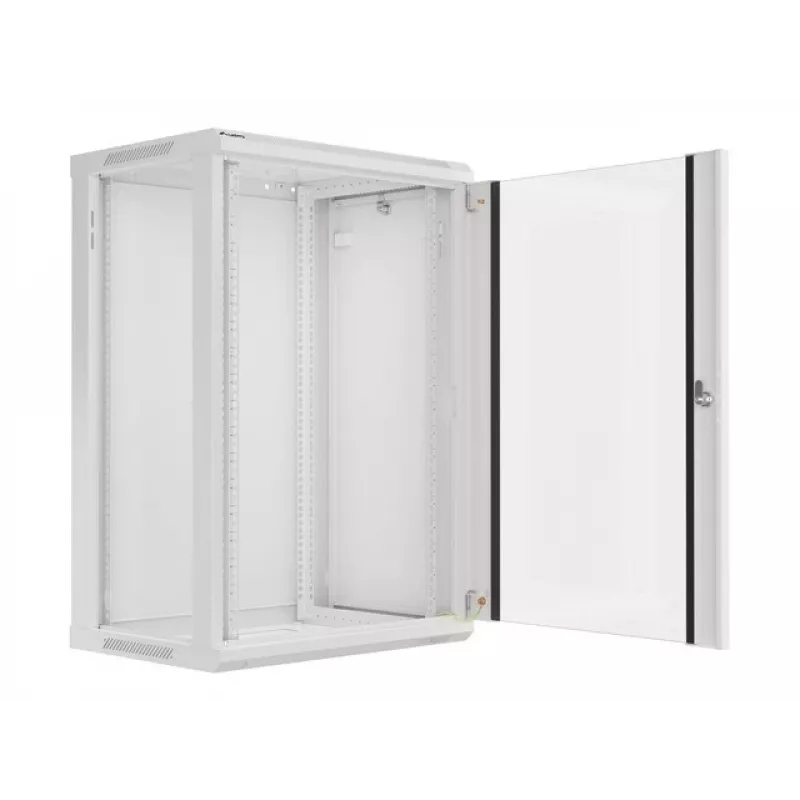 Lanberg sienas montāžas sadales skapis 19'' 18U 600x450mm pelēks (stikla durvis)