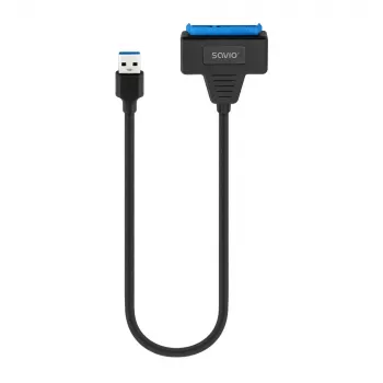 SAVIO SATA uz USB 3.1 Gen 1 interfeisa kabelis AK-68, SATA ligzda uz USB-A spraudni, 5 Gbit/s, 0,25 m, melns
