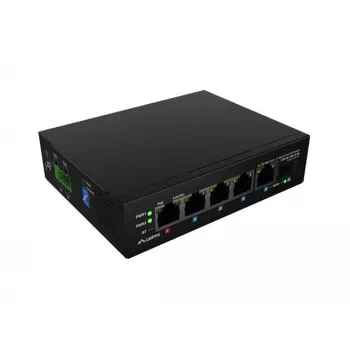 Tīkla slēdzis LANBERG ILFE-4P-1GE-1S-90 – nepārvaldāms viegls industriālais PoE, 4 porti (PoE), 1×GigE, 1×SFP, DIN stiprinājums