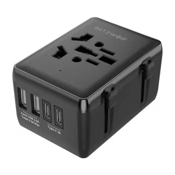 Ceļojumu adapteris BlitzWolf BW-TA1 4-in-1 ar 2× USB PD 20W portiem