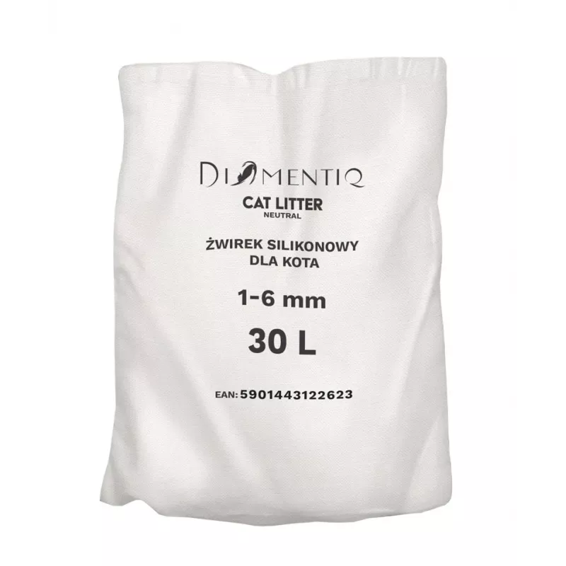 Kaķu pakaiši DIAMENTIQ Neutral klājošie silikona granulas 30 L — bez smaržas, 1–6 mm