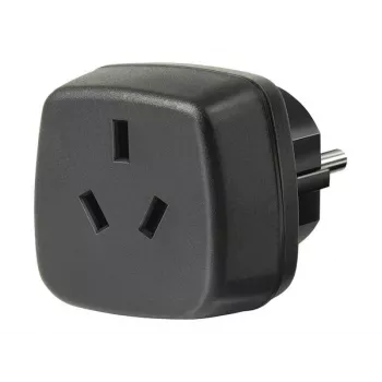 Ceļojumu adapteris AUS/CN > Zemējuma kontaktligzda, kontaktligzdas adapteris melns