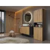 Vannas istabas skapis Top e Shop NEL 1K DK ANT/ART KP — Grafīts/Ozols, brīvi stāvošs, 5 plaukti, 600×300×1740 mm