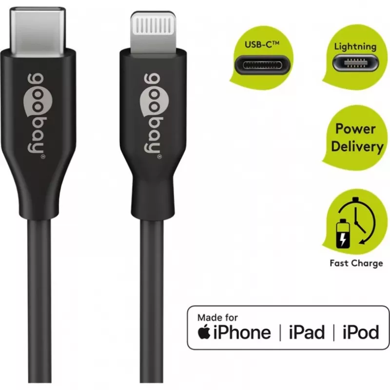 Lādēšanas un sinhronizācijas kabelis Goobay Lightning uz USB-C 0.5 m