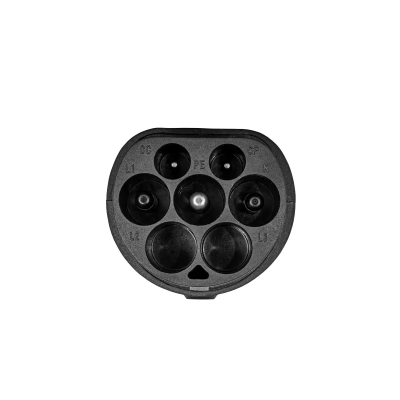 Akyga AK-SC-E08 elektromobiļa uzlādes adapteris Type 2 (ligzda) – Type 1 (spraudnis), 32 A, 8 kW, IP55, melns