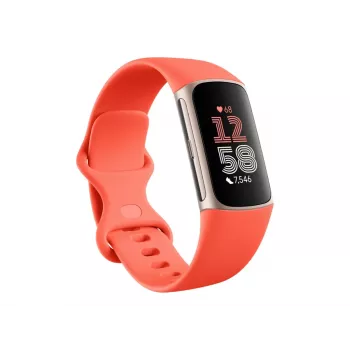 FITBIT Charge 6 fitnesa izsekotājs ar NFC – Rokassprādze Coral, Korpusa krāsa Champagne Gold Aluminium