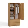 Topeshop SZAFA MALWA ART bedroom wardrobe/closet 5 shelves 2 durvis(s) ozols