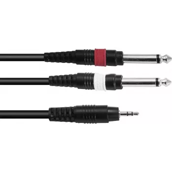 Audio adaptera kabelis Omnitronic 3.5mm līdz 2×3.5mm, 3 m, melns