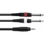 Audio adaptera kabelis Omnitronic 3.5mm līdz 2×3.5mm, 3 m, melns