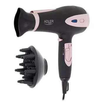 Adler AD 2248b ION Matu žāvētājs | 2200 W | 3 temperatūras | Jonu funkcija | Difuzors | Melns/Rozā