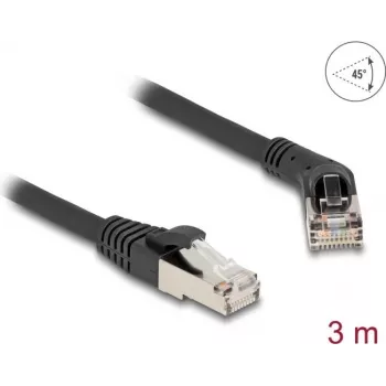 DeLOCK RJ45 Cat.6A tīkla kabelis 45° leņķa pret taisnu 3m melns