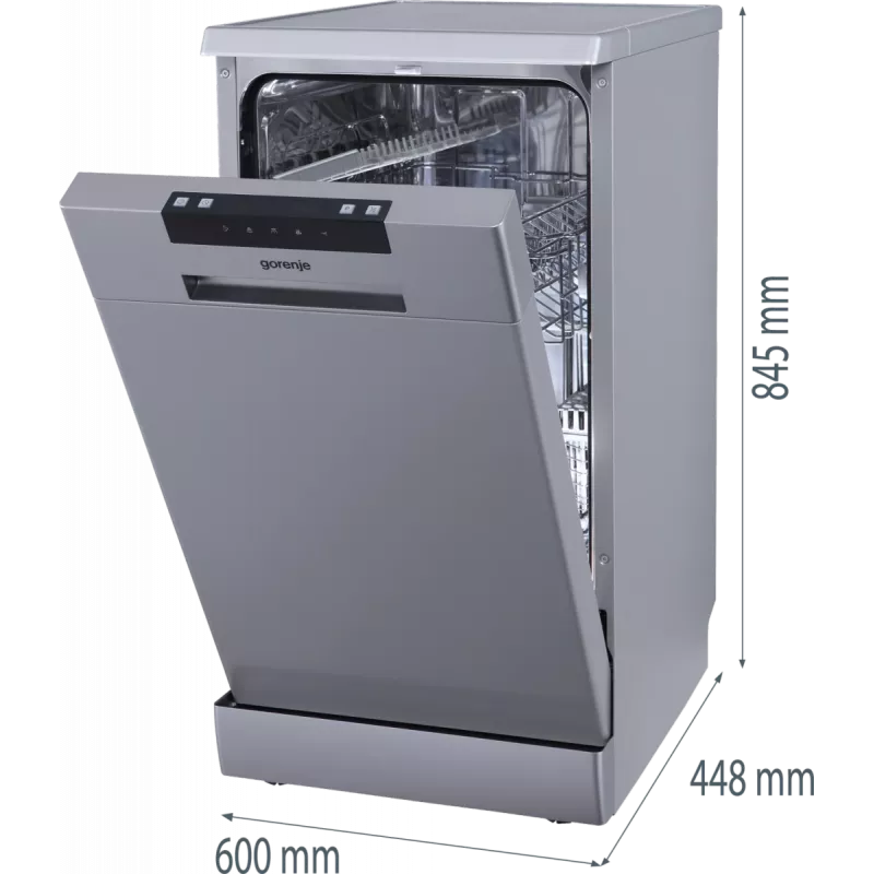 Gorenje GS522E10S Trauku mazgājamā mašīna, E, Brīvi stāvoša, Platums 45 cm, 10 trauku komplekti, Pelēka