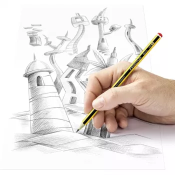 Koka zīmulis Staedtler Noris 120 2H — cietība 2H, vadiņš Ø 2 mm, viens gabals, melns/dzeltens