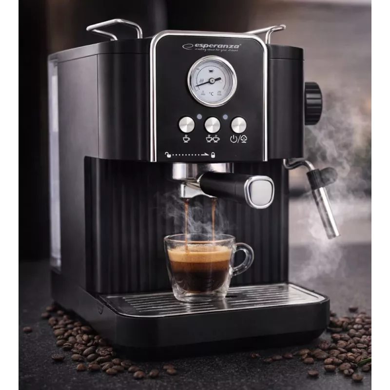 Kafijas automāts ESPERANZA EKC010 — 1.8 L ūdens tvertne, 850 W, 20 bāri, iebūvēts piena putotājs
