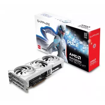 Grafikas karte Sapphire Radeon RX 9070 XT — 16 GB GDDR6, PCIe 5.0, 256-bit, 320 mm, 3-slot, Balta