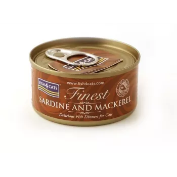 Slapjā kaķu barība FISH4DOGS Sardīne un makrele maisiņš 70 g, zivju garša, pieaugušiem kaķiem, olbaltumvielas 12%, mitrums 85%