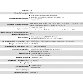 XTAR MC4S lādētājs cilindriskajiem Li-ion 18650 / NiMH akumulatoriem