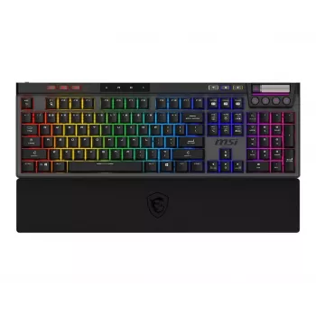 Mehāniskā spēļu tastatūra MSI Strike Pro W Silent US izkārtojums RGB fona apgaismojums, vadu, taustes klusie slēdži
