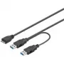 Wentronic Goobay USB 3.0 Dual Power SuperSpeed kabelis, melns, 0.3 m - USB 3.0 spraudnis (Type A), USB 3.0 spraudnis (Type A) > USB 3.0 Micro spraudnis (Type B) (95746)