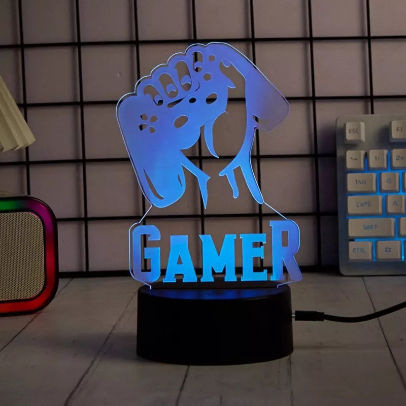 Galda LED lampa MANTA SNL122RGB RGB 3D gaismas dekorācija, krāsu mainoša RGB, USB barošana