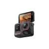 Action kamera Insta360 Ace Pro 2 — 50 MP, 8K Ultra HD (7680×3272), 1/1.3 collu sensors, līdz 240 kadriem/s, iebūvēts ekrāns, Wi‑Fi, MicroSD, 177,7 g, Melna