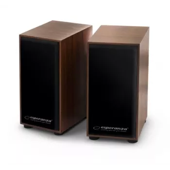 Skaļruņi ESPERANZA EP122 2.0 vadu darbvirsmas skaļruņi, 2×6W RMS, koka korpuss, rotējošs skaļums, 60–20000 Hz