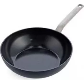 Wok panna GreenPan CC006388-001, apaļa, 28 cm, melna, bez PFAS