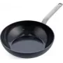 Wok panna GreenPan CC006388-001, apaļa, 28 cm, melna, bez PFAS