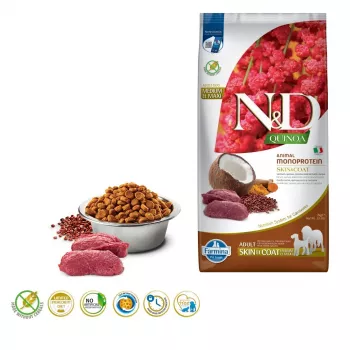 FARMINA N&D Quinoa Dog Skin&Coat Venison&Coconut Adult Medium&Maxi - sausa suņu barība - 7 kg