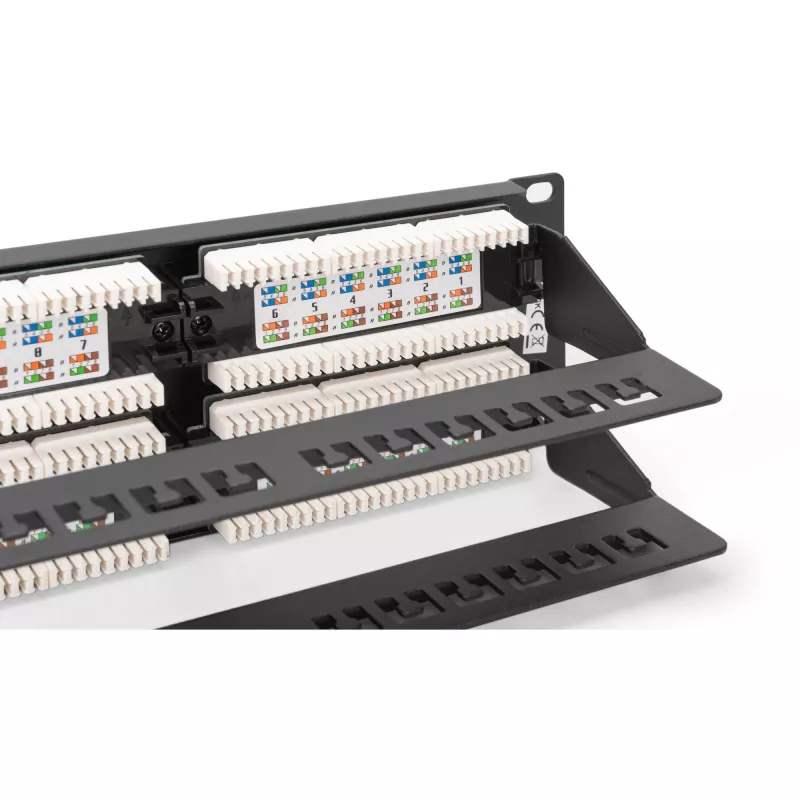 DIGITUS DN-91648U – Patch Panel RJ-45 48 portu, pelēks RAL 7035, 2U