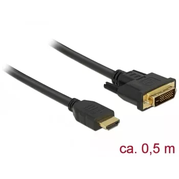 Video kabeļa adapteris DeLOCK 85651 0.5m HDMI Type A DVI Melns