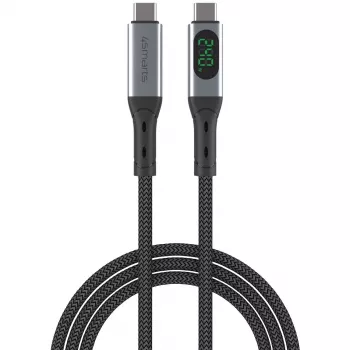 USB-C kabelis 4smarts 541438 USB4 Gen 2x2 1.5m Melns Pelēks