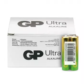 GP Battery Ultra AAA LR03 1.5V sārma baterijas — 40 gab.