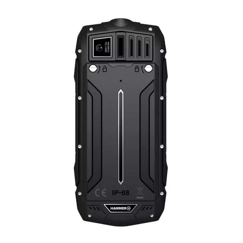 Izturīgs mobilais telefons Hammer ROCK LTE, 2,4" IPS ekrāns, 48 MB RAM, 128 MB, divas SIM, 3G, IP68, 2 MP kamera, 3000 mAh, melns