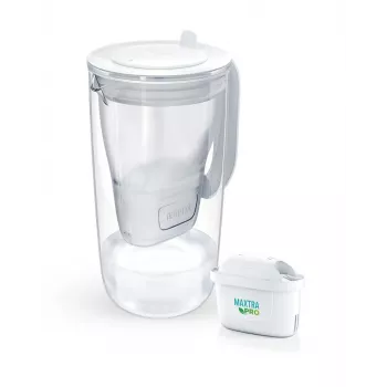 Brita Glass+1 Maxtra Pro Pure Performance stikla ūdens filtra krūze, 2,5 l kopā / 1,5 l filtrēta ūdens, mazgājama trauku mazgājamā mašīnā, pelēka