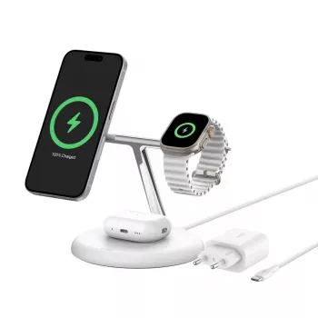 Belkin WIZ023VFBK mobilās ierīces lādētājs — bezvadu lādētājs austiņām, viedtālrunim un viedpulkstenim, melns, USB