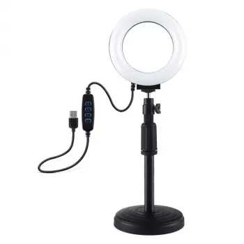 LED gredzena lampa Puluz ar regulējamu pamatni PU391
