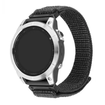 Nylon sporta siksna FIXED QuickFit 22 mm Garmin, tumši pelēka, plaukstas locītavai 160–210 mm