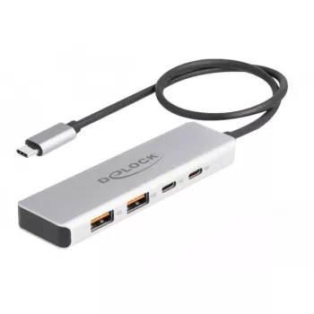 DeLOCK USB Centrālis USB Type-C 10 Gbps 2x Type-A 2x Type-C 35 cm kabelis