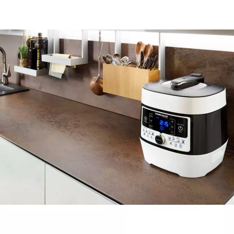 Rommelsbacher MD 1000 elektriskais spiediena katls – 4 L, 1000 W, 14 programmas, balts/melns